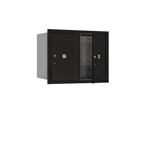 4C Horizontal MAILBOX-23-1/2"-DBL COL-Parcel LOCKER-2PL6-BLACK-FRONT Load-for USE with The USPS Lock