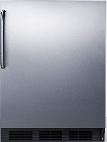 Summit Appliance FF6BK7CSSADA 24" Wide Built-In All-Refrigerator, ADA Compliant; 5.5 cu.ft.; Auto Defrost; Professional Towel Bar Handle; Adjustable Glass Shelves; Fruit and Vegetable Crisper