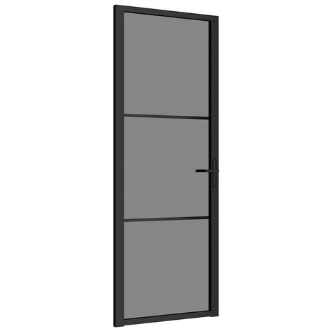 vidaXL Interior Door, Aluminum Frame Glass Door, Inner Door with Alloy Handle for Bathroom Bedroom, 29.9"x79.3" Black ESG Glass and Aluminum