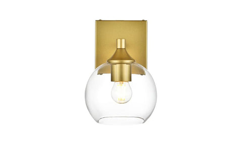 Living District Foster 1-Light Iron & Glass Bath Sconce in Brass/Clear