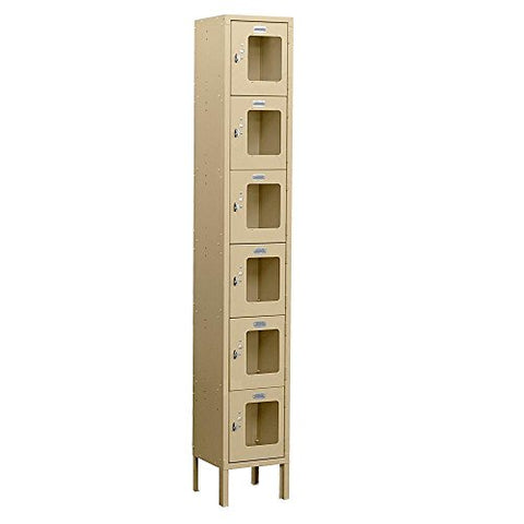 Assembled See-Through Six Tier 1 Wide Locker Color: Tan, Size: 78" H x 12" W x 12" D