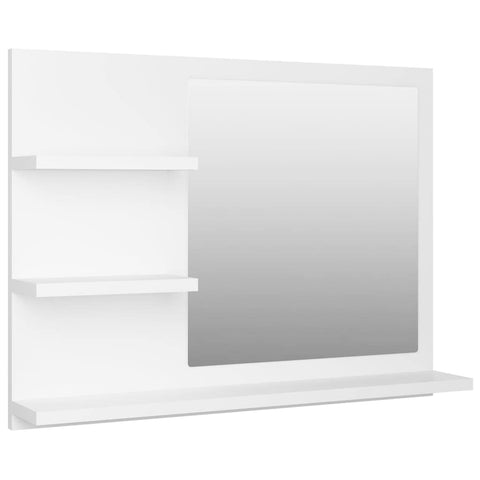 vidaXL Modern Bathroom Mirror with 3 Shelves, Durable Engineered Wood and Acrylic Material, Easy-to-Clean, White, 23.6"x4.1"x17.7"