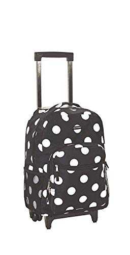 Rockland Double Handle Rolling Backpack, Black Dot, 17"