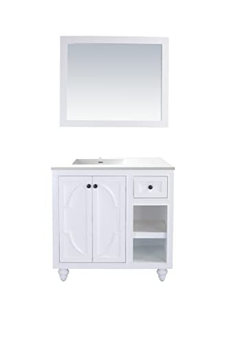 Odyssey, 36, White Cabinet Matte White Viva Stone Surface COUNTERTOP