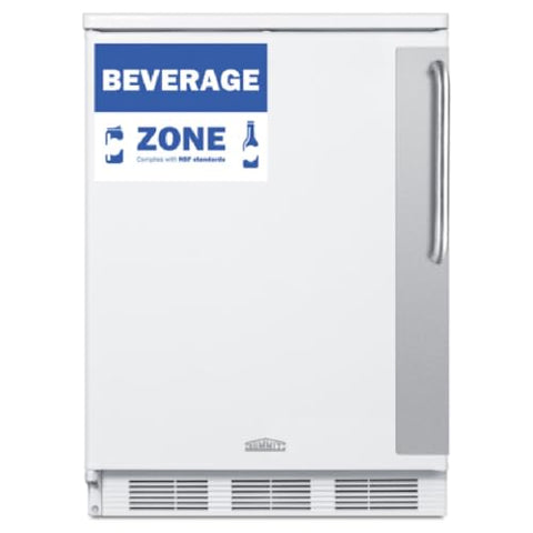 Summit 24" Undercounter Refrigerator with One-Solid Door | Commercial Reach-in Beverage Fridge for Beer Soda | 5.5 Cu.Ft, (3) Shelves, 23.63"W x 23.63"D x 33.88"H, White, Stainless Steel, 115v, NSF