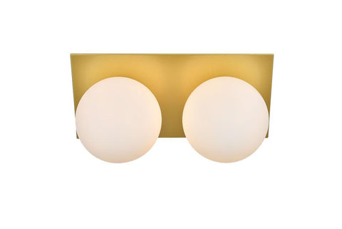Living District Jillian 2-Light Iron & Glass Bath Sconce in Brass/Frosted White
