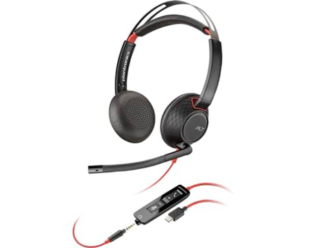 Plantronics Poly Blackwire 5220 Stereo USB-C Headset + 3.5mm Plug + USB-C/A Adapter