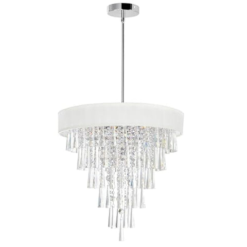 CWI Lighting 22'' Franca 8 Light Drum Shade Chandelier with Chrome Finish – G9 LED Compatible – Modern Glam Ceiling Light for Dining Room, Bedroom, or Living Room