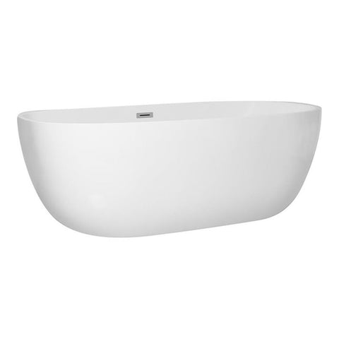 Elegant Decor Indoor Modern 70 inch soaking roll top bathtub in glossy white - 70x33.5x24