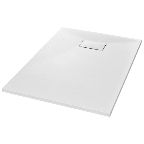 'vidaXL SMC Shower Base Tray, White, Low-Profile, Skid, Easy to Clean, Measures 39.4"x27.6"
