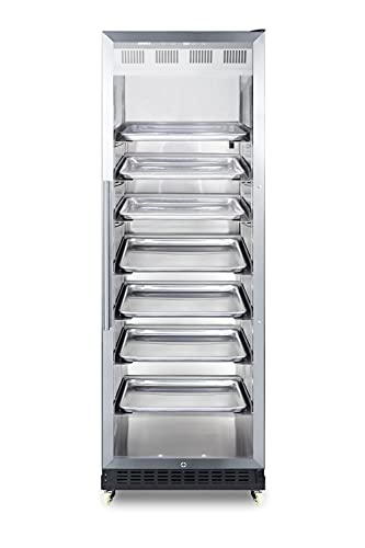 Summit Appliance SCR1401RI Full-Size Commercial Beverage Merchandiser with Self-closing Glass Door, Right Hand Door Swing, Sheet Pans and Adjustable Tray Supports, Black Cabinet and Removable Dolly