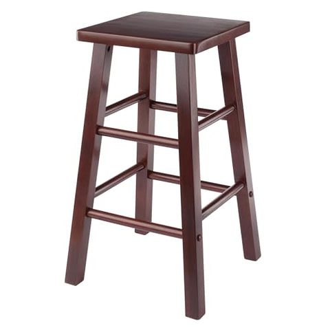 Winsome Carrick Counter Stool, 24In Height, Solid Wood, Walnut Finish