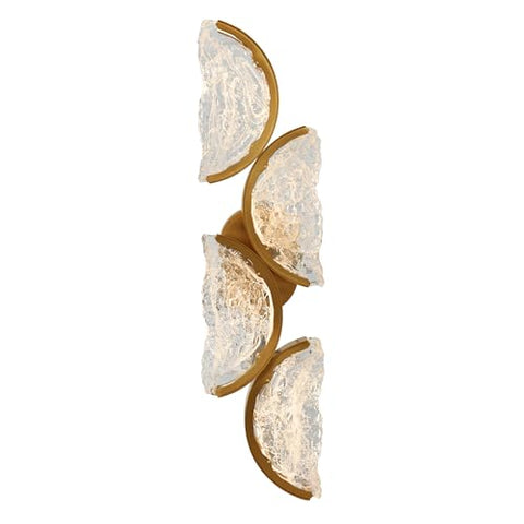 Moon Integrated LED 8" Brass Modern Wall Light with Handmade Textured Glass for Living Room Hallways Entryway Bedroom