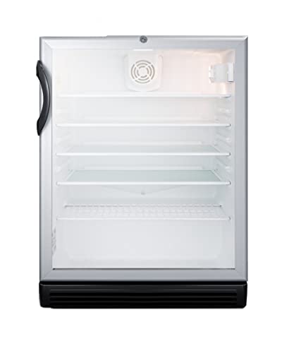Summit SCR600BGLBIADA 24"" Commercially Approved Beverage Center with 5.5 cu. ft. Capacity ADA Compliant Factory Installed Lock Adjustable Thermostat Double Pane Tempered Glass Door in Stainless Steel