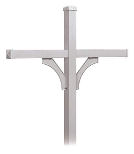Salsbury Industries, Silver 4374SLV Deluxe Post 2 Sided In-Ground Mounted for 4 Roadside Mailbox