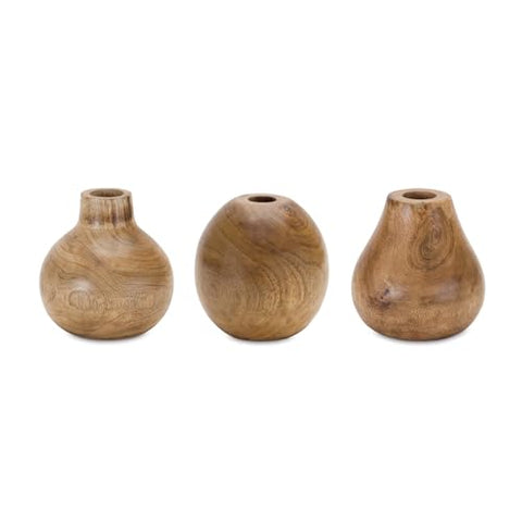 Melrose International Natural Wood Bud Vase (Set of 3)
