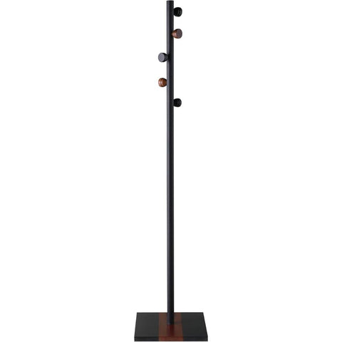 Oakestry Ichimi Indoor Freestanding Coat Rack with 5 Hooks Sturdy Metal Stand Organizer for Entryway Bedroom Hallway Living Room Office Space-Saving Modern Clothes and Hat Hanger, Black