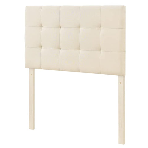 Right2Home Grid Tufted Modern Upholstered Twin Headboard in Beige Adjustable