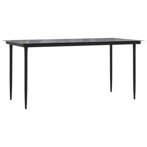 vidaXL Powder-Coated Steel Large Durable Dining Table in Black