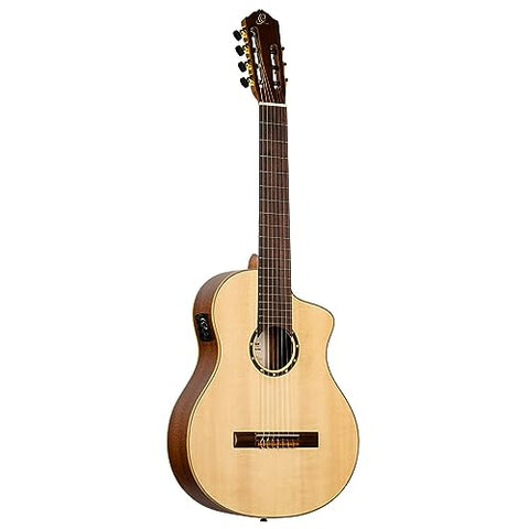 Ortega Guitars Family Series Pro 7-String Solid Top Acoustic-Electric Nylon Classical Guitar w/Bag, Right, Full (RCE133-7)