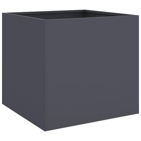 vidaXL Steel Planter-Anthracite Rectangular Flower Box for Garden/Patio Decor 19.3"x18.5"x18.1" Cold-Rolled Steel with Sturdy Frame DIY Outdoor