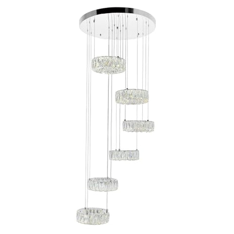CWI Lighting Madeline 24-Inch 6-Ring Chandelier with Integrated LED, Chrome Finish – Modern Glam Ceiling Light Fixture for Living Room, Dining Room, Entryway