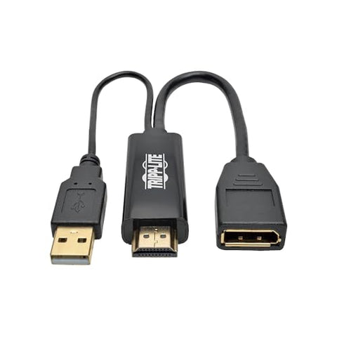 TRIPP LITE 4K HDMI to DisplayPort Video Converter w/USB Power, Male-to-Female, 4Kx2K @ 30Hz HDMI to DP, 6 inches, Black, 2-Year Warranty (P130-06N-DP-V2)