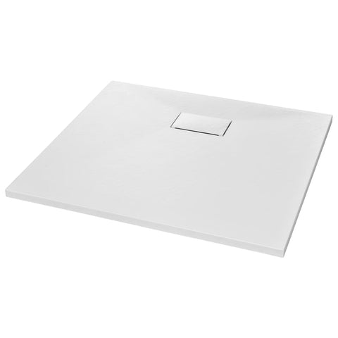 vidaXL Shower Base, Shower Pan with Center Drain, Shower Tray with Low Threshold, Bath Pan for Bathroom, White SMC with Resin Rectangular
