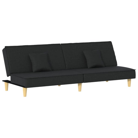vidaXL Sofa Bed, Loveseat Sofa with Pillows, Sleeper Sofa Guest Bed for Studio Apartment Office Living Room, Modern Style, Black Fabric