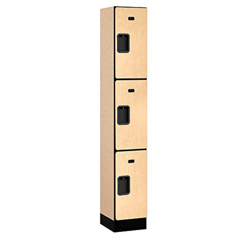 Salsbury Industries Triple Tier Designer Wood Locker, Maple, 6' 1" x 15"