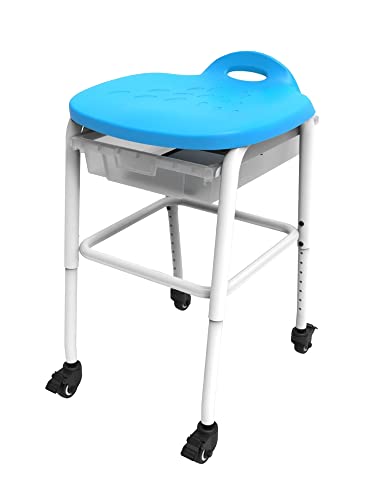 Adjustable-Height Stackable Classroom Stool with Wheels and Storage - Black