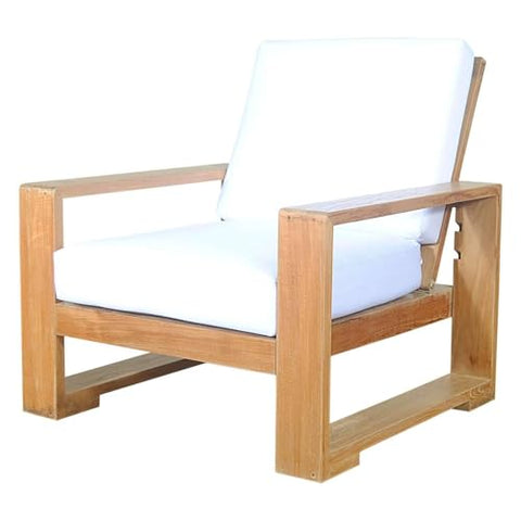 Oakestry Capistrano Deep Seating Armchair Solid Teak Outdoor Lounge Chair Honey Gold Finish Weather Resistant Patio Furniture Handcrafted Eco Friendly Design with All Weather Cushion for Garden Deck