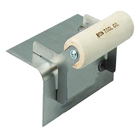 Bon 12-513 6-Inch by 2-1/2-Inch Stainless Steel Step and Corner Outside Tool, 1/2-Inch Radius with Wood Handle