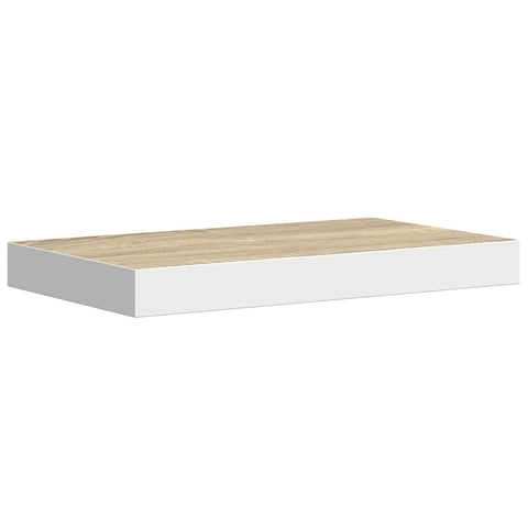 vidaXL Modern Floating Wall Shelf with Invisible Mounting - Honeycomb MDF and Metal in Stylish Oak & White. Dimensions: 19.7"x9.1"x1.5" for Living Room, Bedroom, Lounge Area, or Office.