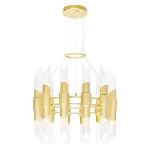 CWI Lighting Croissant 24 Light Contemporary Metal Chandelier in Satin Gold
