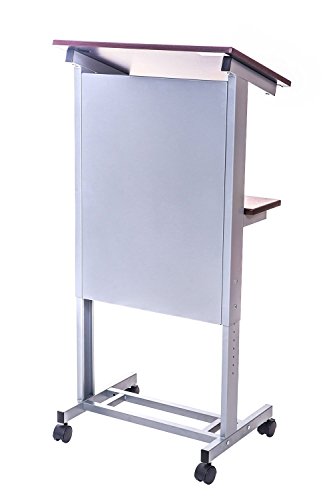 Rolling Adjustable-Height Podium - Dark Walnut