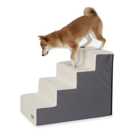 K&H Pet Products Portable Lightweight Dog Stairs - Dog Steps for High Beds Gray/Fleece 4 Step
