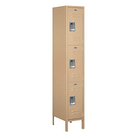 Salsbury Industries 53168TN-U Triple Tier 15-Inch Wide 6-Feet High 18-Inch Deep Unassembled Extra Wide Standard Metal Locker, Tan Brown
