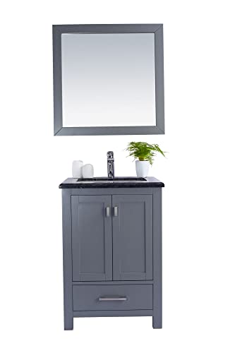 Wilson 24, Grey Cabinet Black Wood COUNTERTOP