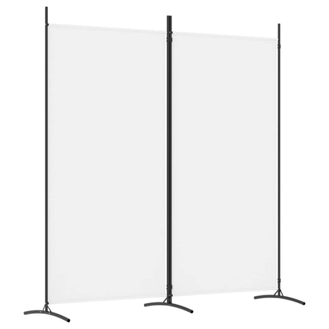 vidaXL Modern 2-Panel Room Divider, White Fabric and Iron Room Partition - Foldable, Flexible Placement, Blocks Sunlight, Assembly Manual Included, Size 68.9"x70.9"
