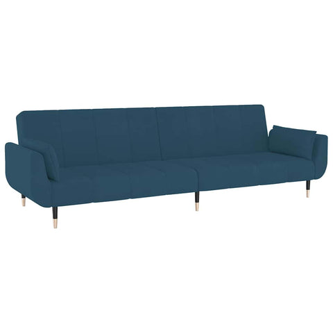 vidaXL Velvet 2-Seater Sleeper Sofa Bed-Loveseat w/Adjustable Backrest - Blue, Accent Living Room Furniture, Convertible Couch