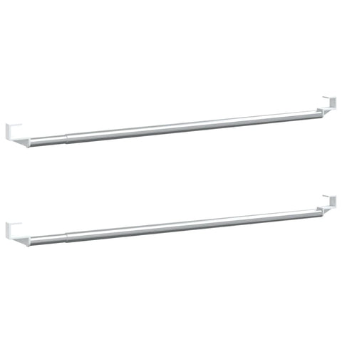 vidaXL Curtain Rails - Adjustable Length, Aluminum Material, Tool-free Installation, 2 Pc Set - Ideal for Bathroom, Kitchen, Living Room - White and Silver Rail, 23.6"-41.3"