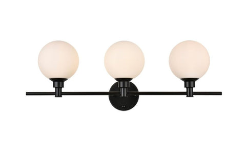 Living District Cordelia 3-Light Iron/Glass Bath Sconce in Black/Frosted White