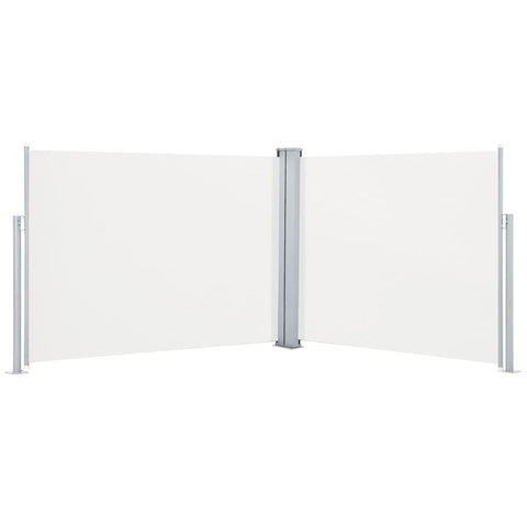 vidaXL Retractable Side Awning, Cream-Made, UV-Proof & Water- Polyester Fabric, Automatic Roll-Back for Garden, Patio, Balcony, 55.1"x393.7"