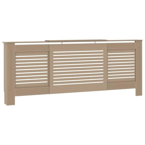 vidaXL Radiator Cover with Adjustable Length, Slatted Design Heater Cover Cabinet with Storage Shelf, Hide Cluttered Pipes, MDF, 55.9"-80.7" x 8.1" x 32.1", Brown