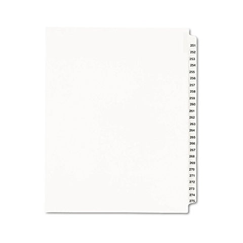 Preprinted Legal Exhibit Side Tab Index Dividers Avery Style 25-Tab 251 To 275 11 X 8.5 White 1 Set (1340)