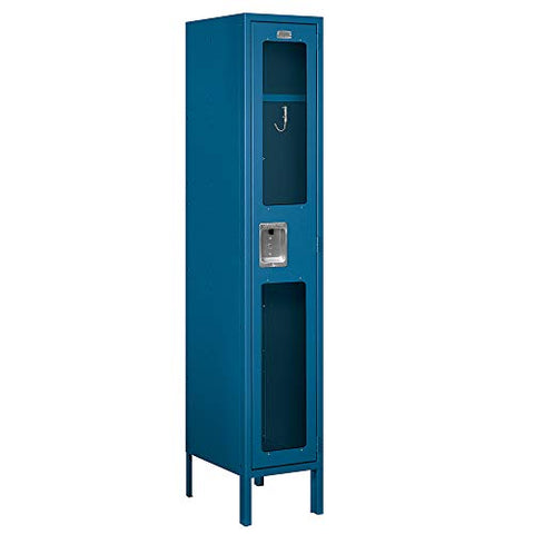 Salsbury Industries S-61155BL-U 12" Single Tier, 1 Wide x 5 Feet High x 15 Inches Deep, Unassembled See-Through Metal Locker, Blue