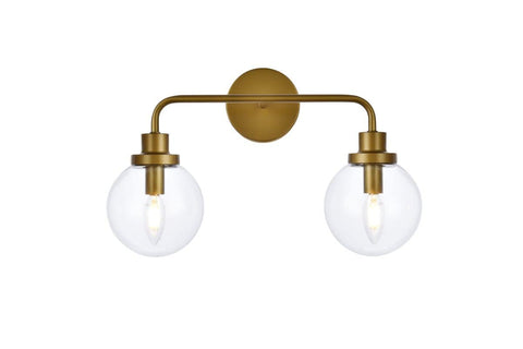 Living District Hanson 2-Light Metal Bath Sconce in Brass and Clear