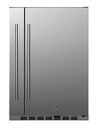 Summit Appliance FF19524 24'' Wide Built-In All-Refrigerator, Slide-Out Storage Compartment, Complete Stainless Steel Construction, LED Lighting, Adjustable Shelves, Thermostat, Sealed Back, Silver