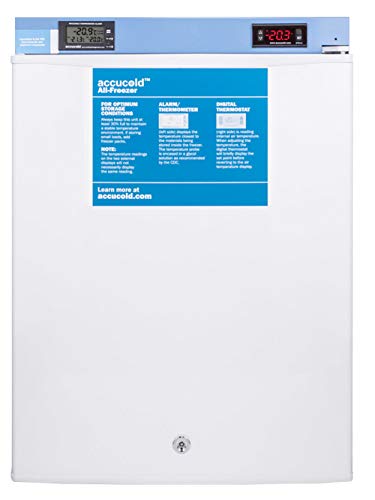 AccuCold FS30LMED2 19 Compact Freezer with 1.8 cu. ft. Capacity Digital Thermostat Factory Installed Lock Manual Defrost Buffered Temperature Probe and Magnetic Door Gasket in White